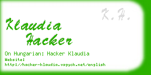 klaudia hacker business card